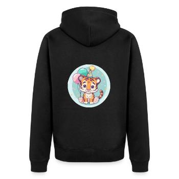 Tiger Geburtstag Baby - Unisex Premium Bio Zip Hoodie - Schwarz - Hinten - Nico (187cm)