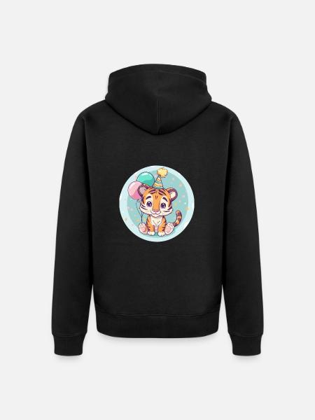 Tiger Birthday Baby - Unisex Premium Organic Zip Hoodie - black