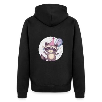 Raton laveur anniversaire bébé - Veste à capuche bio Premium Unisexe - noir - Dos - Nico (187cm)