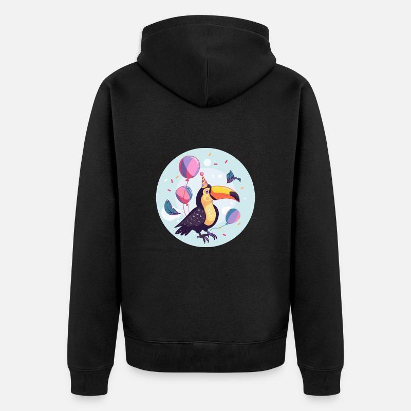 Toucan oiseau anniversaire bébé - Veste à capuche bio Premium Unisexe - noir