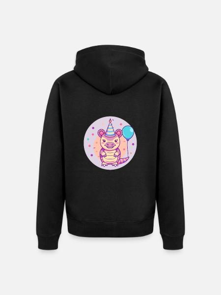 Armadillo Birthday Baby - Unisex Premium Organic Zip Hoodie - black