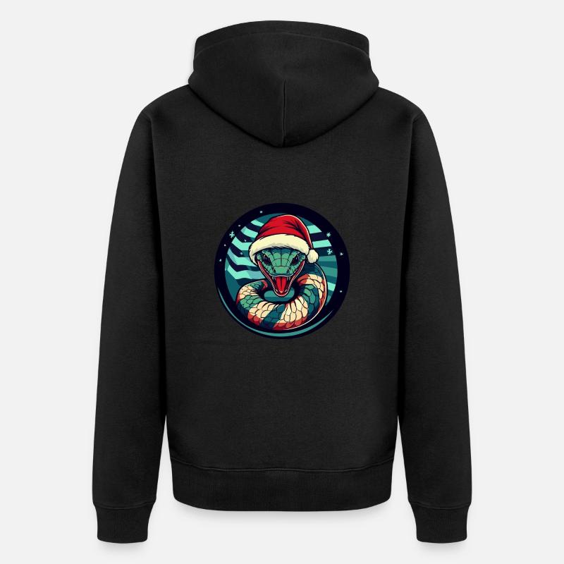 Serpent Cobra Noël Noël - Veste à capuche bio Premium Unisexe - noir