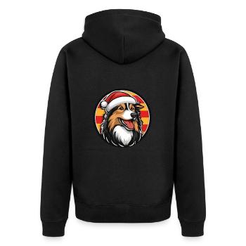 Border Collie Chien Noël Noël - Veste à capuche bio Premium Unisexe - noir - Dos - Nico (187cm)