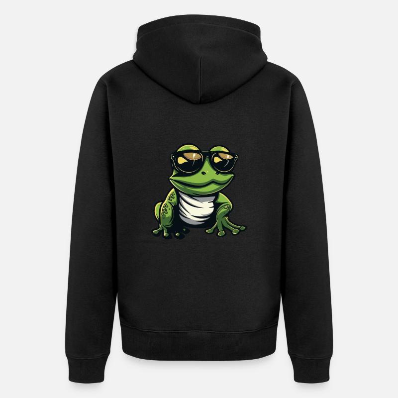 Frosch Tier Cool - Unisex Premium Bio Zip Hoodie - Schwarz