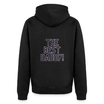Bester Papa! - Unisex Premium Bio Zip Hoodie - Schwarz - Hinten - Nico (187cm)
