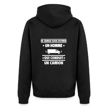 Ne jamais sous-estimer homme qui conduit un camion - Veste à capuche bio Premium Unisexe - noir - Dos - Nico (187cm)