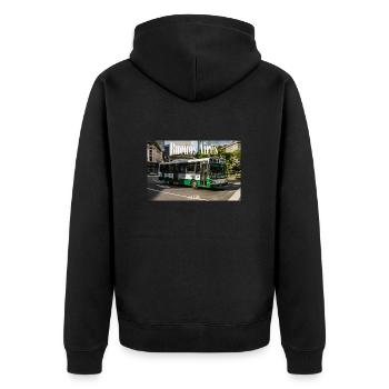 BUENOS AIRES est BUS - Unisex Premium Bio Zip Hoodie - Schwarz - Hinten - Nico (187cm)