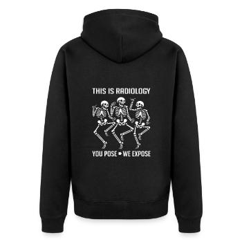 Tanzende Skelette lustiger Radiologie Spruch - Unisex Premium Bio Zip Hoodie - Schwarz - Hinten - Nico (187cm)