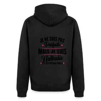 Pas Parfaite Mais Je Suis Nathalie - Veste à capuche bio Premium Unisexe - noir - Dos - Nico (187cm)
