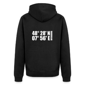 Offenburg coordinates - Unisex Premium Organic Zip Hoodie - black - Back - Nico (187cm)