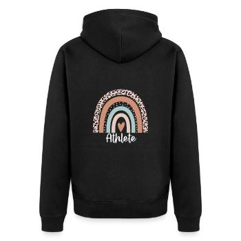 Athlete Rainbow Leopard Funny Athlete Appreciation - Unisex Premium Organic Zip Hoodie - black - Back - Nico (187cm)