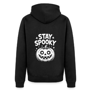 Stay Spooky Funny Halloween Design - Unisex Premium Organic Zip Hoodie - black - Back - Nico (187cm)