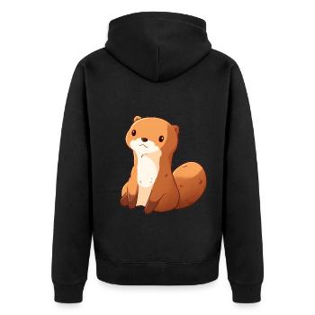 Mungo - Unisex Premium Bio Zip Hoodie - Schwarz - Hinten - Nico (187cm)