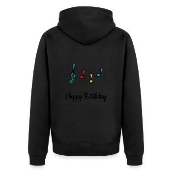 ALLES GUTE ZUM GEBURTSTAG. ALLES GUTE ZUM GEBURTSTAG. JAHRESTAG. - Unisex Premium Bio Zip Hoodie - Schwarz - Hinten - Nico (187cm)