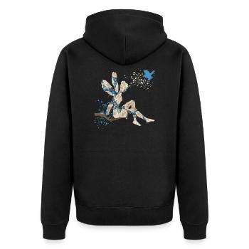 fee e 242 - Unisex Premium Bio Zip Hoodie - Schwarz - Hinten - Nico (187cm)