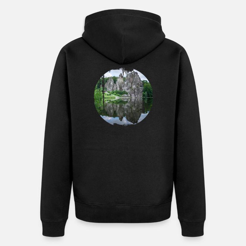 externsteine - Unisex Premium Bio Zip Hoodie - Schwarz