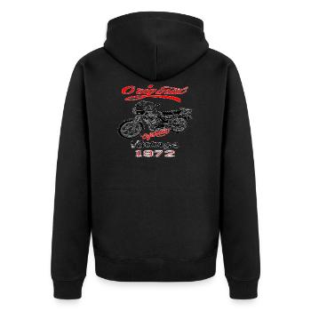 Krad Zündapp KS 50 Watercooled - Unisex Premium Bio Zip Hoodie - Schwarz - Hinten - Nico (187cm)