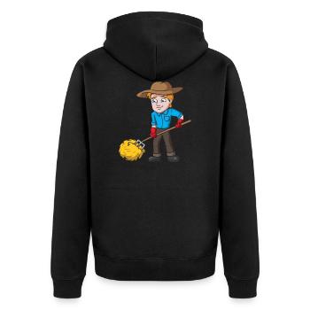 Farmer - Unisex Premium Organic Zip Hoodie - black - Back - Nico (187cm)