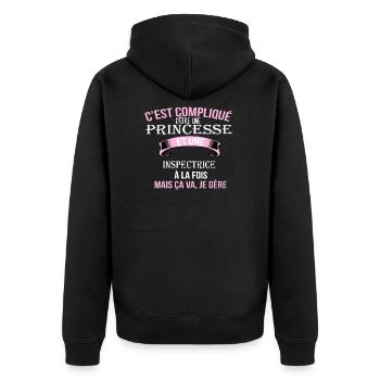 Inspectrice - Veste à capuche bio Premium Unisexe - noir - Dos - Nico (187cm)