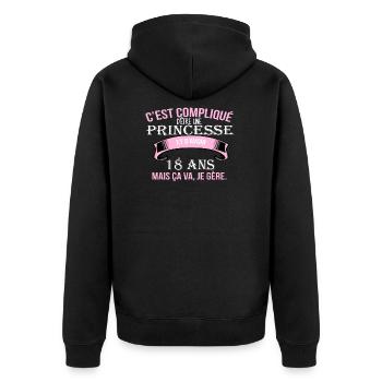 18 - Unisex Premium Bio Zip Hoodie - Schwarz - Hinten - Nico (187cm)