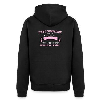 Estheticienne - Veste à capuche bio Premium Unisexe - noir - Dos - Nico (187cm)