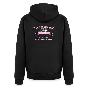 Alexia - Veste à capuche bio Premium Unisexe - noir - Dos - Nico (187cm)