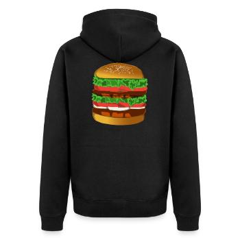 hamburger - Unisex Premium Organic Zip Hoodie - black - Back - Nico (187cm)