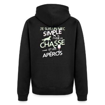 Chasseur - un mec simple - Veste à capuche bio Premium Unisexe - noir - Dos - Nico (187cm)