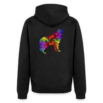 Wolf rainbow - Unisex Premium Organic Zip Hoodie - black - Back - Nico (187cm)