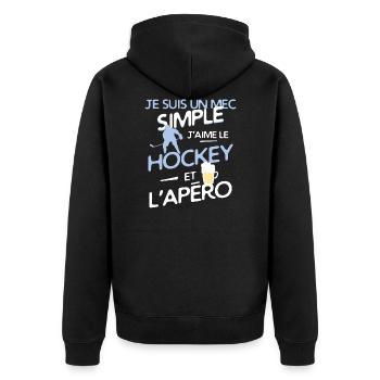 Hockey sur glace - un mec simple - Veste à capuche bio Premium Unisexe - noir - Dos - Nico (187cm)