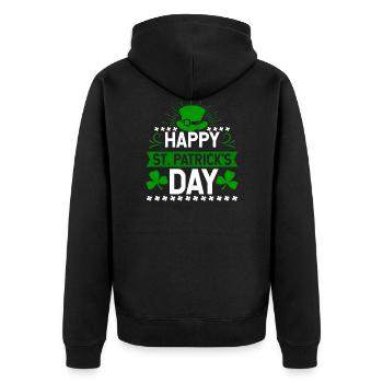 Happy St. Patrick's Day holiday Ireland gift - Unisex Premium Organic Zip Hoodie - black - Back - Nico (187cm)