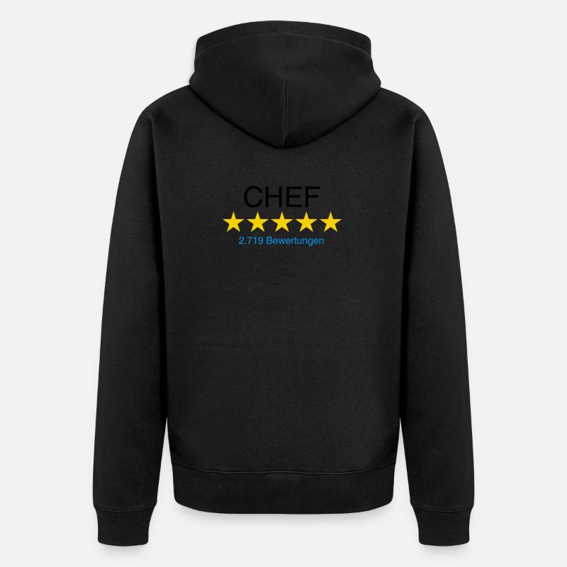 Chef mit Bewertung - Unisex Premium Bio Zip Hoodie - Schwarz
