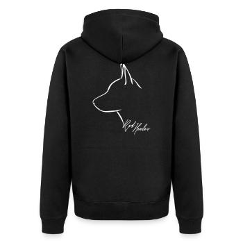 RED HEELER Profile Wilsigns - Unisex Premium Organic Zip Hoodie - black - Back - Nico (187cm)