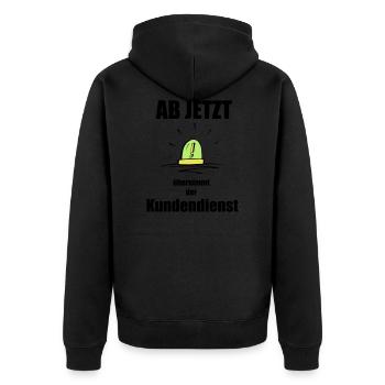 Ab jetzt übernimmt der Kundendienst - Unisex Premium Bio Zip Hoodie - Schwarz - Hinten - Nico (187cm)