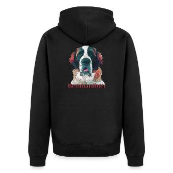bernhardiner - Unisex Premium Bio Zip Hoodie - Schwarz - Hinten - Nico (187cm)