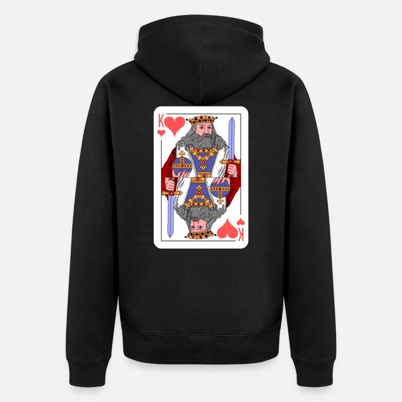 Roi, jouer, carte, cadeau, idée - Veste à capuche bio Premium Unisexe - noir