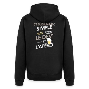Développeur - un mec simple - Veste à capuche bio Premium Unisexe - noir - Dos - Nico (187cm)