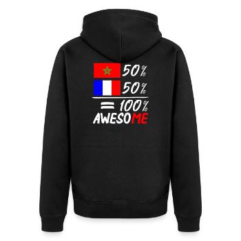 Moitié Français Marocain - Unisex Premium Bio Zip Hoodie - Schwarz - Hinten - Nico (187cm)
