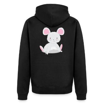 Motif de souris mignon pour les enfants et les bébés - Veste à capuche bio Premium Unisexe - noir - Dos - Nico (187cm)