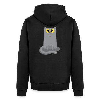 Chat gris assis - Veste à capuche bio Premium Unisexe - noir - Dos - Nico (187cm)