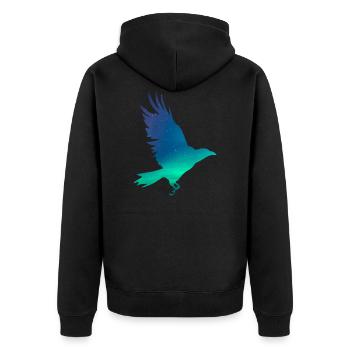 Crow in northern lights - Unisex Premium Organic Zip Hoodie - black - Back - Nico (187cm)