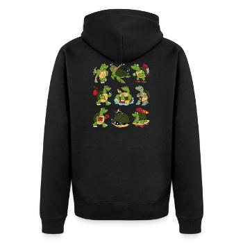 Funny Cool Turtles Water Turtle - Unisex Premium Organic Zip Hoodie - black - Back - Nico (187cm)