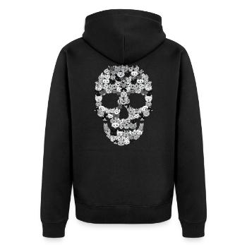Skull Cats | Kitten cat head gift - Unisex Premium Organic Zip Hoodie - black - Back - Nico (187cm)