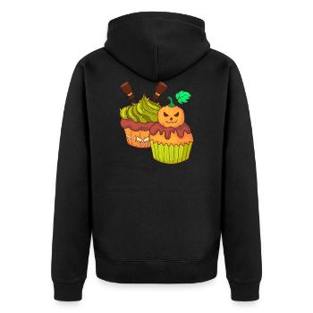 halloween Cupcake Muffin Kuchen Backen Süßigkeiten - Unisex Premium Bio Zip Hoodie - Schwarz - Hinten - Nico (187cm)