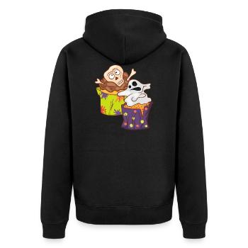 Halloween Cupcake Muffin Kuchen Backen Süßigkeiten - Unisex Premium Bio Zip Hoodie - Schwarz - Hinten - Nico (187cm)