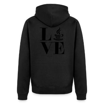 I love Java - Unisex Premium Organic Zip Hoodie - black - Back - Nico (187cm)