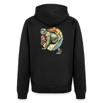 Affen - Unisex Premium Bio Zip Hoodie - Schwarz - Hinten - Nico (187cm)