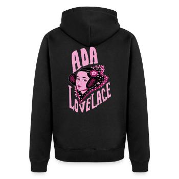 Ada Lovelace Pink - Inspirational Mathematician - Unisex Premium Organic Zip Hoodie - black - Back - Nico (187cm)