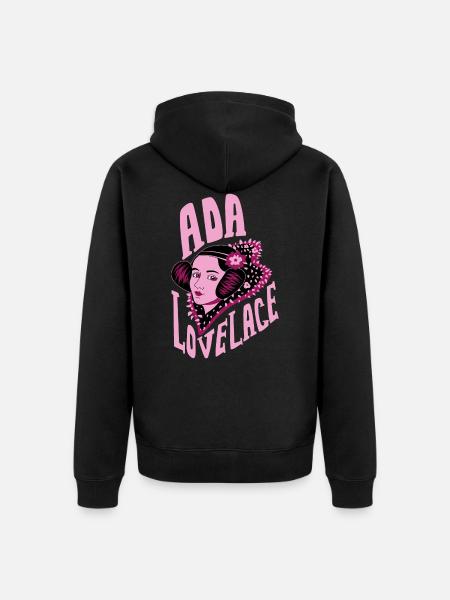 Ada Lovelace Pink - Inspirierende Mathematikerin - Unisex Premium Bio Zip Hoodie - Schwarz