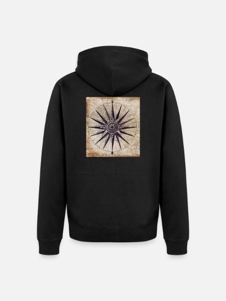 compass - Unisex Premium Organic Zip Hoodie - black